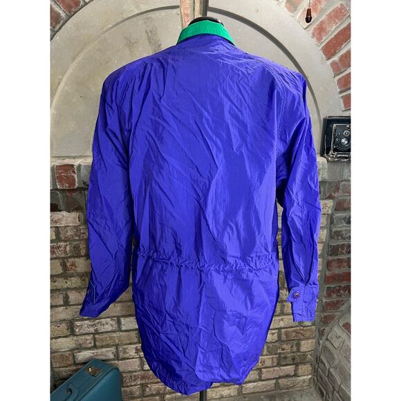cobblestone jacket windbreaker green purple 1980s snap front double collar - Picture 11 of 15